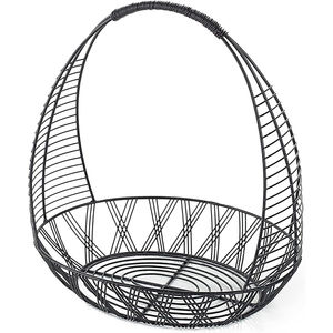 Vente en gros, en vrac, corbeille de fruits en fil métallique de grande taille avec revêtement en poudre noir en fer, faite à la main, personnalisée pour centre de table d'hôtel - Product Image 1
