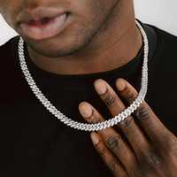 Chaîne cubaine 10 mm en moissanite, bijoux hip-hop, cadeau de fête tendance, collier en argent 925 pour homme, passe le test du diamant