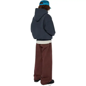 Nuevo diseño logotipo personalizado 100% algodón hombro caído de gran tamaño de manga larga Puff estampado recortado hombres pesado Zip Up Hoodie DDP envío - Product Image 4