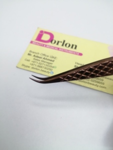 Pinzas de pestañas sostenibles de oro rosa, pinzas de extensión injertadas con logotipo personalizado de agarre de diamante de acero inoxidable, pinzas de pestañas de 45 grados - Product Image 3