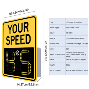 Sécurité routière solaire 50w signe de limite de vitesse numérique détecteur de vitesse de trafic affichage Led panneaux de vitesse radar - Product Image 2