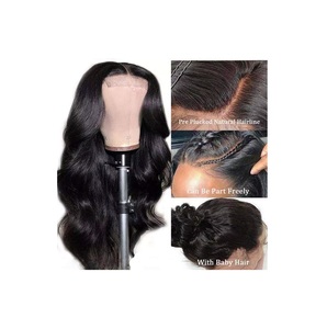4x4 droite Remy russe perruques femmes noires 150% destin vierge dentelle fermeture perruque Super Double dessiné pré-plumé bébé naturel - Product Image 3