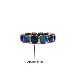 Anillo clásico de pareja de piedras preciosas de malaquita chapado en oro y plata de ley 925 para boda - Product Image 2