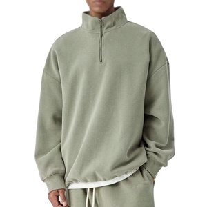 Men Sweatshirt Loose Fit Spring Soft 100% Cotton Pullover Quarter <b>Zipper</b> Hoodies Custom Design Logo Collar Sweatshirts - Product Image 1