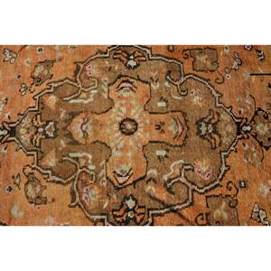 Vintage Turkish Classic Large Area Rug 5' X 11' <b>Brown</b> & Beige Patchwork Design <b>Wool</b> Material Latex Backing for Teen Living Room - Product Image 5