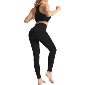 Ensemble de sport pour filles de meilleure qualité en Polyester et Spandex de couleur noire, vêtements de Fitness et d'entraînement à vendre - Product Image 2