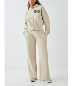 Luxury Quality Fashion Women Clothing Zipper Jogging Wear Causal Classic Hooded <b>Jacket</b> With Straight Pants Athletic Training Set - Product Image 1