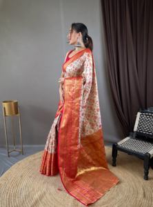 Vêtements de fête de qualité Kanjivaram Sarees semi-soie Tenue tendance Chemisier fantaisie Tissage Travail pour adultes-Inde Grossiste - Product Image 6