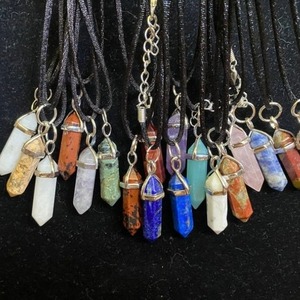 Colgante de obsidiana de 8x30mm, abalorio de piedra curativa de cristal Chapado en plata para colgante de punto de piedra preciosa hecho a mano, joyería - Product Image 4