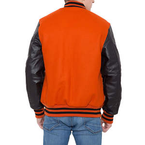 2025 nueva moda chaqueta de béisbol universitaria en blanco para hombres 100% lana manga de cuero genuino chaquetas de béisbol Varsity ropa de hombre - Product Image 4