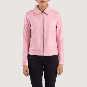 Vixen Girls' <b>Pink</b> Classic Collar Leather <b>Jacket</b> Sheep Fur Outerwear for All Seasons-Summer Winter Spring Autumn Polyester Short - Product Image 4