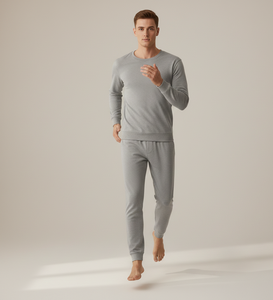 Frost Guard Grey Men <b>Thermal</b> Suit Soft Full <b>Sleeve</b> Breathable Warm Winter Clothing Apparel - Product Image 3