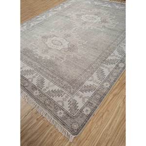 Tapis en laine noué à la main Erbe AKWL-1276, motif médaillon gris et noir, puzzle rectangulaire pour salon, couloir, 9x12 rectangulaire - Product Image 2