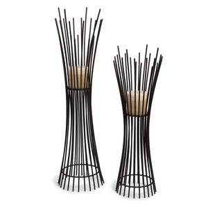 Modern gold metal and Marble Candleholders Set of 2 Elegant Pillar Candle Stands Contemporary Decorative Accent for Home Office - Product Image 3