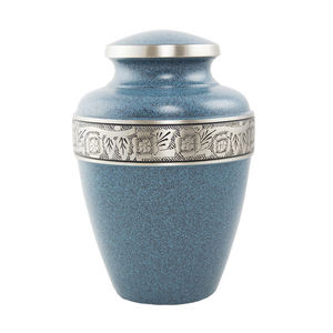 Urna de cremación verde para cenizas humanas adultas Banda floral de estilo americano Urna conmemorativa de metal y latón Almacenamiento funerario decorativo - Product Image 5