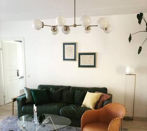 8 Light Linear Globe Mid Century Brass <b>Sputnik</b> <b>chandelier</b> light Fixture - Product Image 4