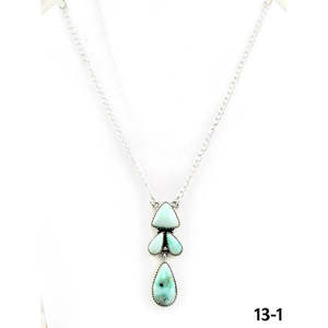 Chaînes en or style sud-ouest avec pendentif Paloma en argent sterling, turquoise et zircon serti clos, pour mariage et fiançailles, motif goutte, tendance - Product Image 2