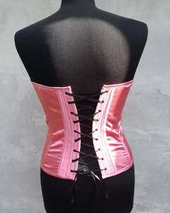 Bustier fin désossé pour femmes, haut corset en maille satinée, appliques à paillettes uniques pour les vêtements de soirée, style de scène, niveau de contrôle ferme - Product Image 4