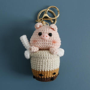 Pendentif en crochet en coton tressé à la main, série 'Thé au lait', motif dessin animé mignon, design 'poisson moche' créatif, porte-clés animal, ornement suspendu fait main - Product Image 5