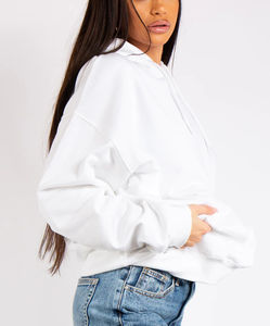 Sudadera con capucha de gran tamaño en blanco personalizada para mujer, material de Algodón 100% con hombros caídos, Impresión de logotipo personalizado ligero de secado rápido - Product Image 4