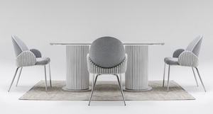 Ensemble de salle à manger convertible en acier inoxydable avec design moderne pour meubles de maison, appartement, hôtel et villa - Product Image 2