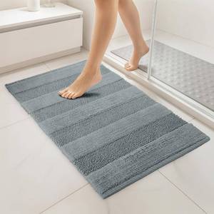 Touch Cool Gray Handwoven Cotton Bathroom Rug Natural Woven Floor Mat 50x80 cm - Product Image 1