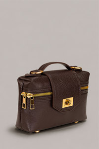 Bolso de lona marrón casual para mujer con logotipo personalizado, estuche de tocador, bandolera, bolso de mano con asa superior, cierre de cremallera, impermeable, para el hombro, OEM - Product Image 1