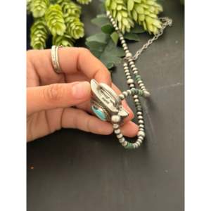 Charles Johnson Golden Hills Turquoise & Sterling <b>Silver</b> <b>Locket</b> Pendant with Bezel Setting Inlay Technology - Product Image 4