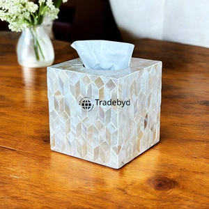 Caja de pañuelos de lujo con incrustaciones de madera, soporte de pañuelos de diseño para el hogar, hoteles y regalos Tradebyd - Product Image 1