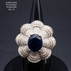 Anillo de joyería fina Anillos de banda de plata maciza Fabricación de circón azul Accesorios de joyería chapados en oro personalizados anillo Regalo de Navidad - Product Image 2