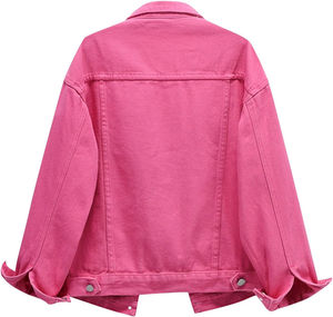Nouvelle conception, veste en jean ample pour femme avec boutons en strass, lavage moyen, personnalisable, idéale pour l'extérieur, meilleure vente, vente en gros, OEM personnalisé 2026 - Product Image 2