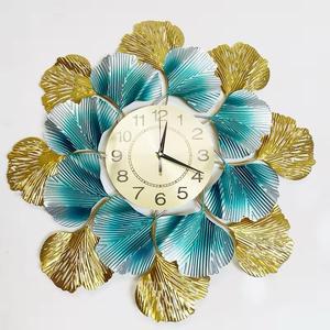 Premium Quality Decorative Wall <b>Clock</b> Blue & <b>Gold</b> Combination Wall <b>Clock</b> for Livingroom, Bedroom, Hallway and Wedding Gift - Product Image 1