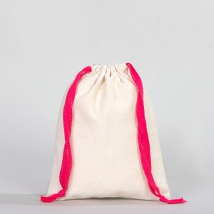 Bolsa de Tela con Cordón Color Fucsia, 6 Ancho x 8 Alto, Logotipo Personalizado, Impresión Serigráfica en Algodón Orgánico, para Empaque y Promociones - Product Image 1