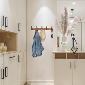 Coat <b>Hook</b> <b>Wall</b> Mounted Coat <b>Rack</b> Long Entryway Hanging Coat <b>Rack</b> With Wood Aluminium Wooden Decorative <b>Hooks</b> & Rails - Product Image 3