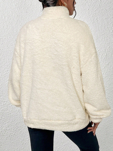 Sweat-shirt à capuche en polaire de couleur unie pour femmes personnalisées pour l'hiver épais et chaud respirant coupe-vent - Product Image 2