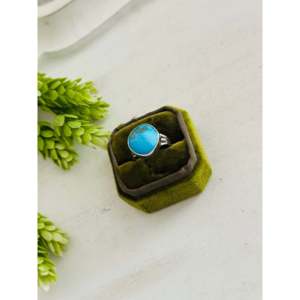 Southwest Boho <b>Statement</b> <b>Ring</b> Kingman Turquoise & Sterling Silver Emerald Cut Gemstone Size 9.5 for Everyday Wear - Product Image 4