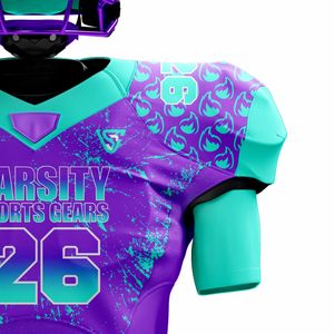 Uniforme de fútbol americano personalizado para hombre púrpura Aqua Varsity equipo Jersey y pantalones conjunto aparejos sarga duradera ropa deportiva de entrenamiento - Product Image 4