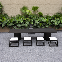 Ensemble de table basse et tabourets en teck résistant aux intempéries pour l'extérieur, hôtel, villa, jardin, OEM personnalisé