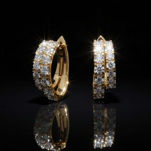 Pendientes de Aro Huggie Dobles de Plata de Ley 925 con Incrustaciones de Moissanita, Diseño Moderno, Unisex, para Fiestas y Bodas - Product Image 3