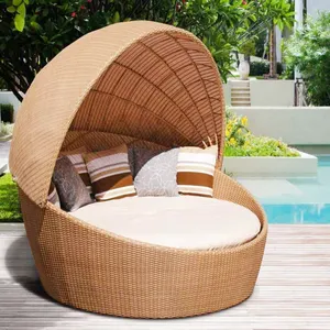 Mây phơi nắng với có thể thu vào tán Modular ngoài trời phơi nắng wicker mây cắt sofa thiết lập với đệm, gối