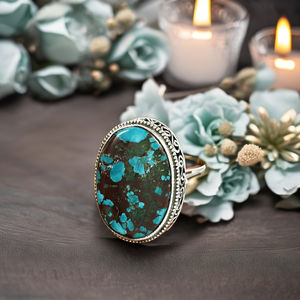 Bijoux indiens, bague en pierre turquoise tibétaine, argent 925 fait à la main, vente en gros, bijoux sterling, bagues de saint-valentin, fournitures - Product Image 4