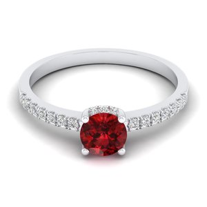 Bague en or blanc massif 14 carats certifiée IGI avec diamant rond taille brillant de 0,66 carat et pierre précieuse grenat, prix de gros REYES - Product Image 1