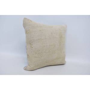 Almohada de retazos Kantha de lana Beige de 18x18 pulgadas, almohada cuadrada rústica de lujo, ropa de cama portátil esponjosa Vintage tejida, Navidad - Product Image 3