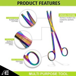 กรรไกรผ่าตัดขนาดเล็กแบบไอริสเคลือบไทเทเนียมหลากสี/สีรุ้ง คุณภาพพรีเมียม รุ่นปี 2026 ชุดที่ 2 ขนาด 6.75 นิ้ว ยาว หนา - Product Image 4