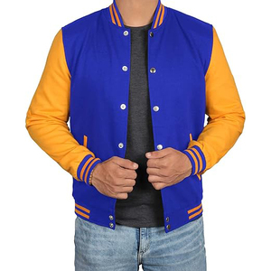 Chaqueta universitaria de algodón 100% transpirable al por mayor para hombre chaqueta universitaria de béisbol suave y cómoda de diseño personalizado y con logotipo - Product Image 1