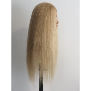 Nhà Sản Xuất Giá 24Inch 180G 100% Tóc Con Người Đào Tạo Đầu Châu Âu Mặt Tóc Mannequin Đầu Với Vai Cho Thợ Làm Tóc - Product Image 6