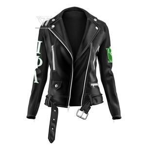 Vêtements de sororité Iota Phi Lambda grecs noirs personnalisés authentiques vestes en cuir de moto de course de moto pour femmes - Product Image 1