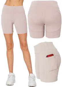 Short de motard taille haute pour femme avec compression Yoga motif solide respirant Spandex/Polyester poches élégantes confortables - Product Image 5