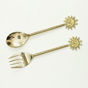 Ensemble de service à salade en acier inoxydable à poignée carrée et ronde Vaisselle plaquée or Ensemble de service décoratif pour aliments - Product Image 5