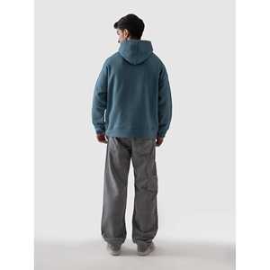 Sweat à capuche 100% coton bleu sarcelle en molleton léger, style streetwear, avec étiquette personnalisée et motif uni imprimé, disponible du XXS au XL - Product Image 5